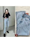 Dizi Yırtık Buz Mavisi Mom Jean Zr