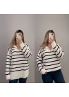 Fermuarlı Çizgili Trikolar