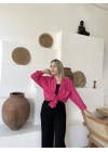 Fuşya Keten Gömlek