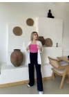 Oysh Modal Kumaş Lacivert Ekstra Yüksek Bel Pantolon