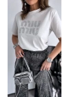 Miu Miu Taşlı Beyaz Tshirt