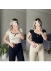 Brshka Model Kontrast Fiyonklu Bluz