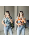 Batik Desenli Büzgülü Bluzler
