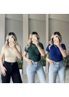 Büzgülü Bluzler Düz Renkler