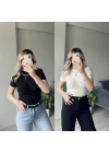 Büzgülü Bluzler Düz Renkler