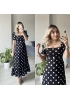 Puantiye Desenli Midi Boy Elbise