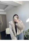 Kapüşonlu Bej Kürk