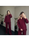 Polo Yaka Bordo Triko Takım