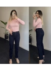 ZR Dark Blue Likralı Mom Fit Jean