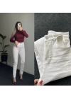 ZR Beyaz Likralı Momfit Jean