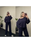Oysh Omuz Detaylı Modal Takım Lacivert