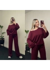 Oysh Omuz Detaylı Modal Takım Bordo