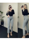 ZR Kar Yıkama Buz Mavisi Likralı Momfit Jean