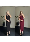 Damla Dekolte Elbise Taşlı