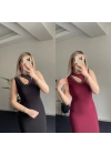 Damla Dekolte Elbise Taşlı