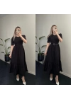 Siyah Poplin Prenses Elbise