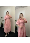 Pembe Balon Kol Kemerli Elbise