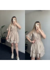 Fırfırlı Taş Rengi Elbise