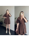 Fırfırlı Acı Kahve Elbise