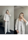 Modal Kumaş Gömlekli Beyaz Takım