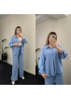 Modal Kumaş Gömlekli Mavi Takım