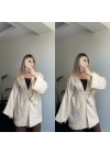 Bej İşlemeli Uzun Kimono