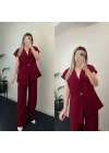 Premium Kalite Yelek Takım Bordo