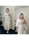Beyaz İşleme Detaylı Müslin Elbise