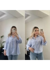 Mavi Çizgili Pamuk Gömlek