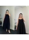 Siyah İçi Astarlı Müslin Elbise