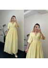 Belden Bağlamalı Sarı Müslin Elbise