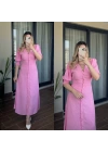 Pembe Çıtır Desen Elbise