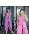 Tensel Şalvar Takım Pembe