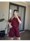Oysh Tişört Şort Takım Bordo
