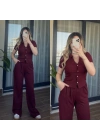 İkili Basic Gofre Takım Bordo