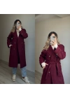 Premium Kalite Bordo Trençkot