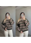 Polo Yaka Çizgili Triko Haki