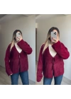 Yumoş Dokulu Pinterest Hırka Bordo