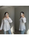 Belden Düğmeli Beyaz Gömlek