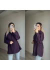 Belden Düğmeli Mürdüm Gömlek