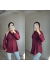 Belden Düğmeli Bordo Gömlek