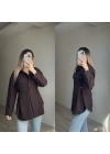 Belden Düğmeli Acı Kahve Gömlek