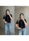 Kurdela Düğmeli Yumoş Hırka Siyah