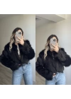 Siyah Crop Kürk