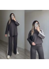 Şerit Detaylı Gri Eşofman Takımı