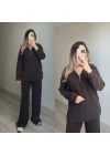 Oysh Yarım Fermuarlı Modal Eşofman Takımı Acı Kahve