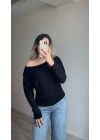 Oysh Yarasa Kol Bluz Siyah