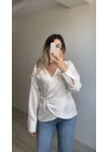 Saten Beyaz Bluz
