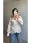 Saten Beyaz Bluz