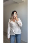 Saten Beyaz Bluz